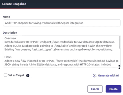 Screenshot showing snapshot summarization feature
